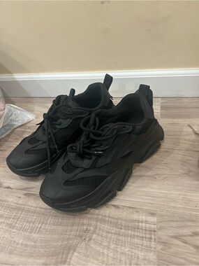 Steve Madden Men's Black Chunky Mesh & Leather Sneakers